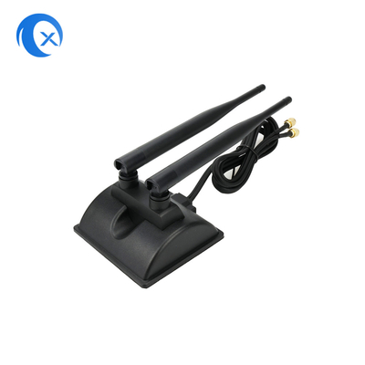 แอนเทนนา WiFi 6dBi พร้อมเครื่องเชื่อม RP-SMA เพศชาย 2.4GHz 5GHz ฐานแม่เหล็กวงจรคู่ สําหรับเครื่องรูเตอร์ไร้สาย PCI-E WiFi
