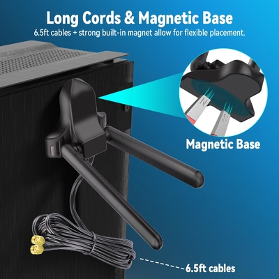 WiFi 6E Antenna Tri-Band 2.4GHz 5GHz 6GHz ฐานแม่เหล็ก WiFi Antennae RP-SMA Connector สําหรับ PC Desktop Wireless Router
