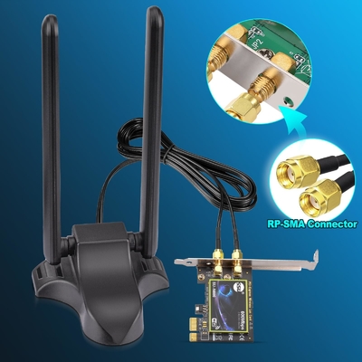 WiFi 6E Antenna Tri-Band 2.4GHz 5GHz 6GHz ฐานแม่เหล็ก WiFi Antennae RP-SMA Connector สําหรับ PC Desktop Wireless Router