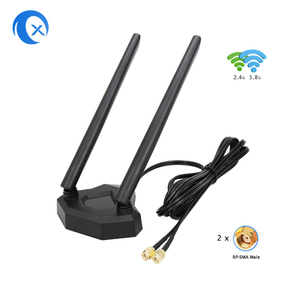 2.4GHz 5GHz Dual Band Antenna ฐานแม่เหล็กสำหรับ PCI-E WiFi การ์ดเครือข่าย Wireless Router