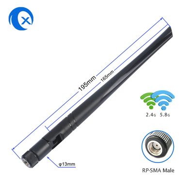 2.4G 5.8G เสาอากาศ WiFi รอบทิศทางแบบ Dual Band พร้อมขั้วต่อ RP SMA แบบหมุนได้